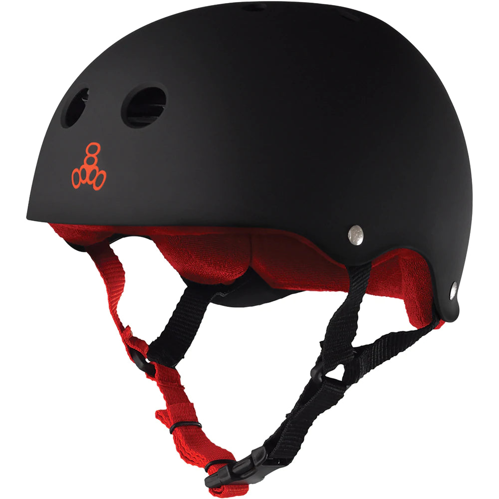 Triple 8 Sweatsaver Helmet - Black Rubber w/ Red